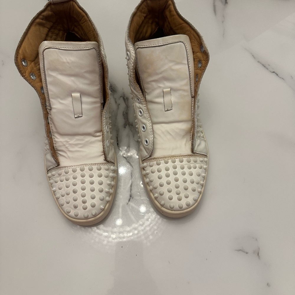 Christian Louboutin White Studded Low-Top Sneakers